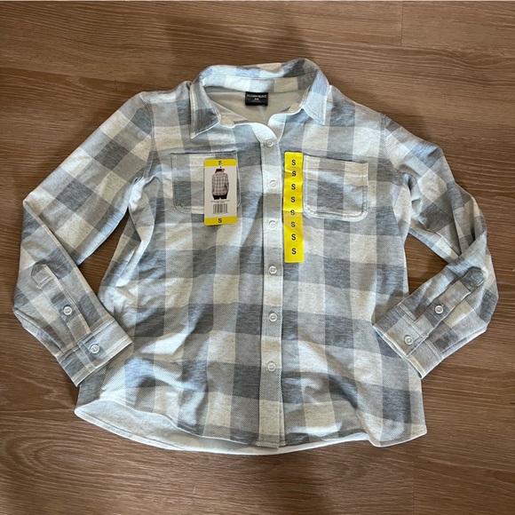 32 Degrees Tops - 32 Degree Heat Flannel Plaid Shirt in light Blue and White